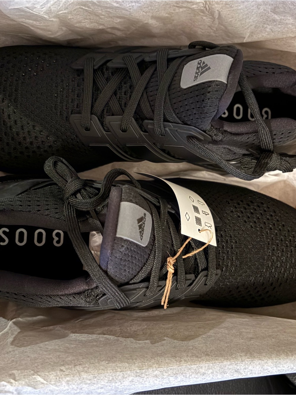 All black Adidas Ultraboost size 11.5 men’s.
